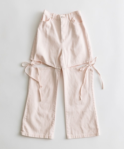 OLIVE des OLIVE（オリーブデオリーブ）の「サイドスリットリボンデニムパンツ　1041030070（デニムパンツ・レディース・ピンク/ブルー/グレー/サックスブルー・MEDIUM/SMALL）」の8枚目の写真