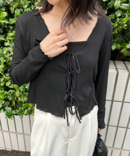 mebole(メボレ)の「ショート丈リボンカーディガン(カーディガン/ボレロ・レディース・ホワイト/ブラック/グレー・FREE)」の14枚目の写真