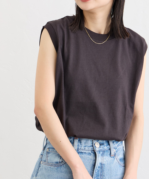 JOURNAL STANDARD（ジャーナルスタンダード）の「汗ジミ防止天竺ノースリーブ（Tシャツ/カットソー・レディース・グレー/ブラック/ホワイト/グリーン/イエロー・FREE）」の3枚目の写真