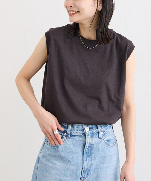 JOURNAL STANDARD（ジャーナルスタンダード）の「汗ジミ防止天竺ノースリーブ（Tシャツ/カットソー・レディース・グレー/ブラック/ホワイト/グリーン/イエロー・FREE）」の15枚目の写真