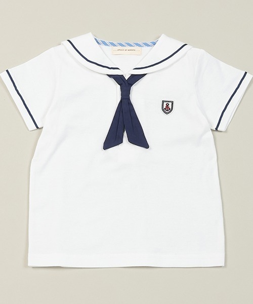 sense of wonder(センスオブワンダー)の「セーラーTシャツ(花粉ガード)(Tシャツ/カットソー・キッズ・ネイビー/オフホワイト・80cm/90cm/100cm/110cm/120cm/130cm)」の2枚目の写真