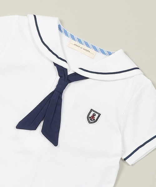 sense of wonder(センスオブワンダー)の「セーラーTシャツ(花粉ガード)(Tシャツ/カットソー・キッズ・ネイビー/オフホワイト・80cm/90cm/100cm/110cm/120cm/130cm)」の5枚目の写真
