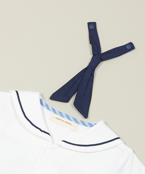 sense of wonder(センスオブワンダー)の「セーラーTシャツ(花粉ガード)(Tシャツ/カットソー・キッズ・ネイビー/オフホワイト・80cm/90cm/100cm/110cm/120cm/130cm)」の6枚目の写真