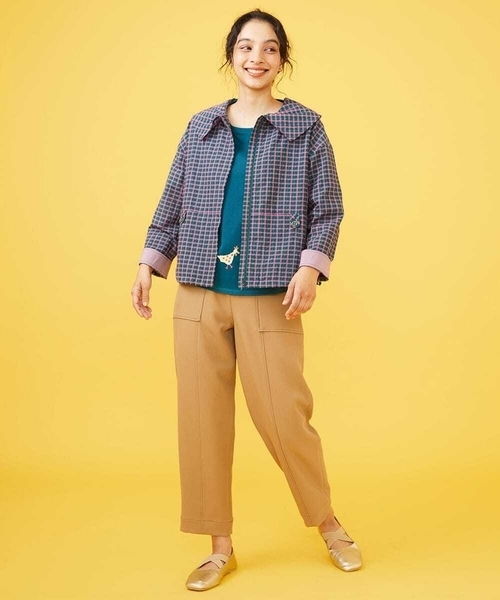 Jocomomola（ホコモモラ）の「TRツイル 刺繍ストレートパンツ（その他パンツ・レディース・ダークインディゴブルー/ベージュ・42/40）」の11枚目の写真