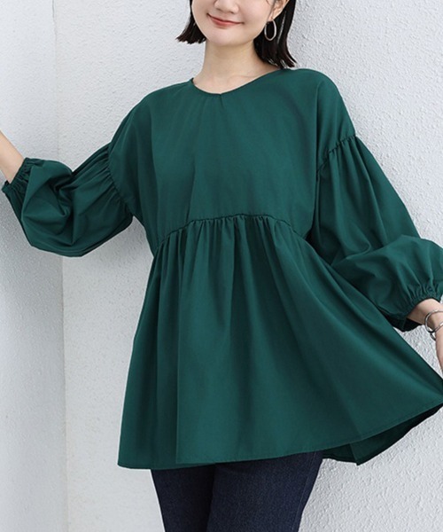 Doux Belle(ドゥーベル)の「七分丈ドロップショルダートップス(Tシャツ/カットソー・レディース・グレイッシュベージュ/グリーン/ホワイト/ブラック・FREE)」の1枚目の写真