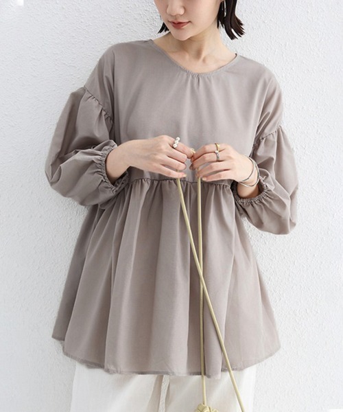 Doux Belle(ドゥーベル)の「七分丈ドロップショルダートップス(Tシャツ/カットソー・レディース・グレイッシュベージュ/グリーン/ホワイト/ブラック・FREE)」の17枚目の写真