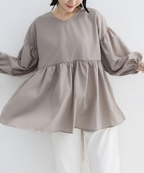 Doux Belle(ドゥーベル)の「七分丈ドロップショルダートップス(Tシャツ/カットソー・レディース・グレイッシュベージュ/グリーン/ホワイト/ブラック・FREE)」の16枚目の写真
