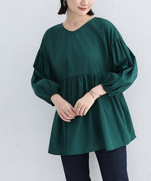 Doux Belle(ドゥーベル)の「七分丈ドロップショルダートップス(Tシャツ/カットソー・レディース・グレイッシュベージュ/グリーン/ホワイト/ブラック・FREE)」の13枚目の写真