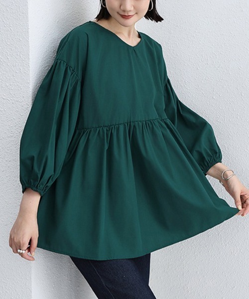 Doux Belle(ドゥーベル)の「七分丈ドロップショルダートップス(Tシャツ/カットソー・レディース・グレイッシュベージュ/グリーン/ホワイト/ブラック・FREE)」の10枚目の写真