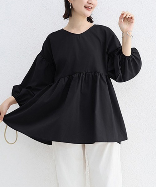 Doux Belle(ドゥーベル)の「七分丈ドロップショルダートップス(Tシャツ/カットソー・レディース・グレイッシュベージュ/グリーン/ホワイト/ブラック・FREE)」の8枚目の写真