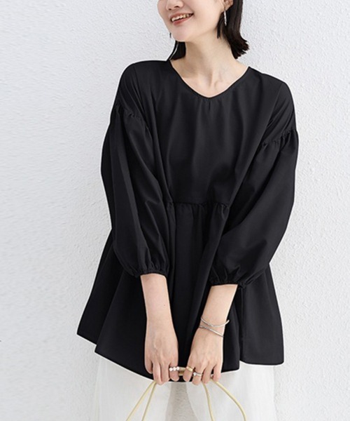 Doux Belle(ドゥーベル)の「七分丈ドロップショルダートップス(Tシャツ/カットソー・レディース・グレイッシュベージュ/グリーン/ホワイト/ブラック・FREE)」の7枚目の写真