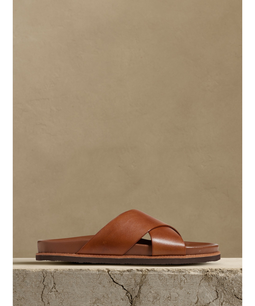 Banana Republic(バナナリパブリック)の「Riviera レザースライドサンダル(サンダル・メンズ・ブラック/ブラウン・9/8/10)」の1枚目の写真