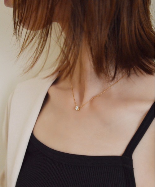 styiro(スタイロ)の「水に強く変色しにくい 金属アレルギー対応 ワンストーンステンレスネックレス(ネックレス・レディース・シルバー/ゴールド・FREE)」の8枚目の写真