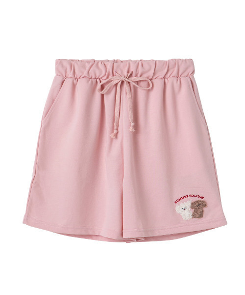 tutuanna（チュチュアンナ）の「[とにかくさらっと涼しい]もこもこトイプードル刺繍裏毛ショートパンツ（その他ルームウェア・レディース・サックスブルー/ピンク/チャコール・M/S/L）」の3枚目の写真