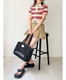 完売商品♡LILYBROWN×MARYQUANT クロップドリボンポロシャツ 赤 LILY BROWN（リリーブラウン）の「【LILY BROWN×MARY QUANT