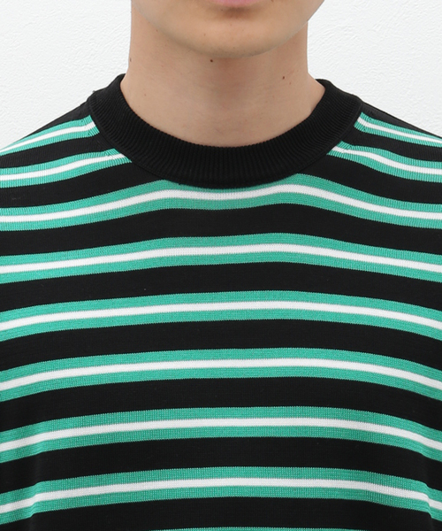 EDIFICE（エディフィス）の「マルチ ボーダー ニット Tシャツ（Tシャツ/カットソー・メンズ・グリーン/パープル・MEDIUM/LARGE）」の7枚目の写真