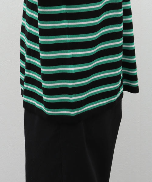 EDIFICE（エディフィス）の「マルチ ボーダー ニット Tシャツ（Tシャツ/カットソー・メンズ・グリーン/パープル・MEDIUM/LARGE）」の11枚目の写真