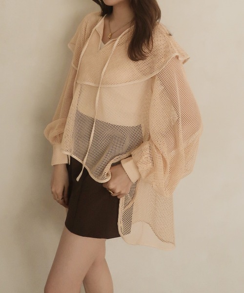 meltie トップス papillon frill tops アイボリー 新品 セール】mesh frill tops / メッシュフリルトップス（Tシャツ