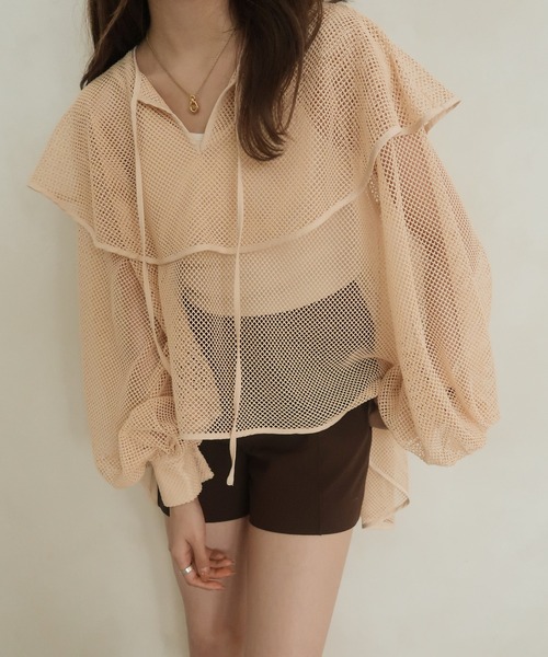 セール】mesh frill tops / メッシュフリルトップス（Tシャツ