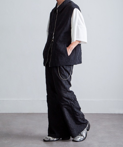 NILWAY（ニルウェイ）の「ワッシャー加工フレアパンツ/ワッシャーデザインフレアベルボトムパンツ（その他パンツ・メンズ・ライトグレー/ブラック・SMALL/LARGE/MEDIUM）」の3枚目の写真