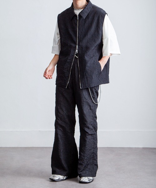 NILWAY（ニルウェイ）の「ワッシャー加工フレアパンツ/ワッシャーデザインフレアベルボトムパンツ（その他パンツ・メンズ・ライトグレー/ブラック・SMALL/LARGE/MEDIUM）」の6枚目の写真