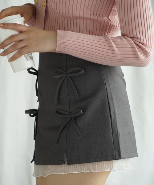 Jasmine Grandiflorum(ジャスミングランディフローラム)の「【Jasmine】リボンミニスカート(スカート・レディース・ホワイト/グレー/ブラック・SMALL/MEDIUM)」の10枚目の写真