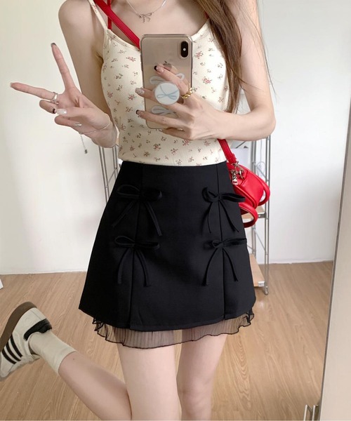 Jasmine Grandiflorum(ジャスミングランディフローラム)の「【Jasmine】リボンミニスカート(スカート・レディース・ホワイト/グレー/ブラック・SMALL/MEDIUM)」の21枚目の写真