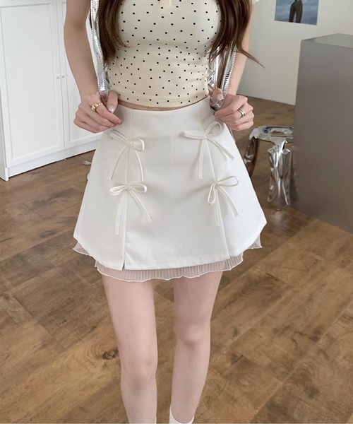 Jasmine Grandiflorum(ジャスミングランディフローラム)の「【Jasmine】リボンミニスカート(スカート・レディース・ホワイト/グレー/ブラック・SMALL/MEDIUM)」の14枚目の写真
