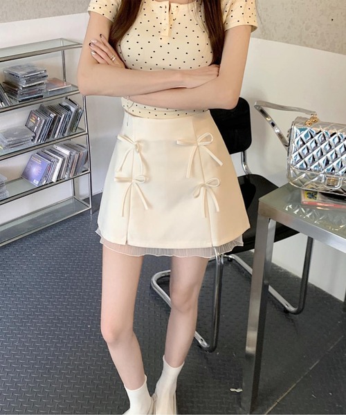 Jasmine Grandiflorum(ジャスミングランディフローラム)の「【Jasmine】リボンミニスカート(スカート・レディース・ホワイト/グレー/ブラック・SMALL/MEDIUM)」の12枚目の写真