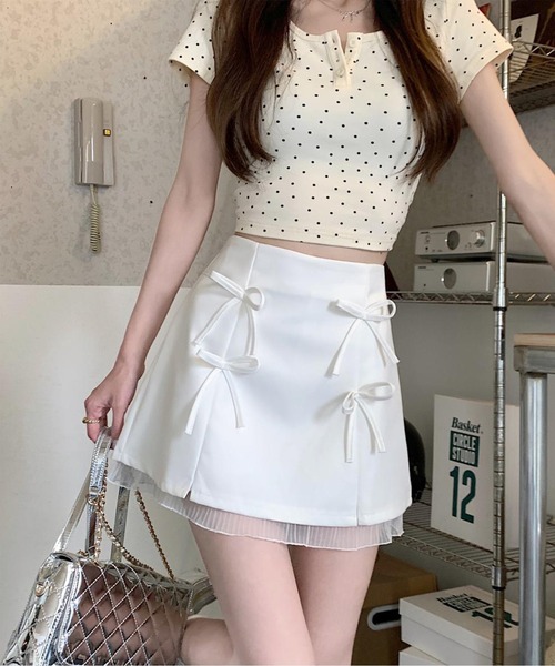 Jasmine Grandiflorum(ジャスミングランディフローラム)の「【Jasmine】リボンミニスカート(スカート・レディース・ホワイト/グレー/ブラック・SMALL/MEDIUM)」の16枚目の写真