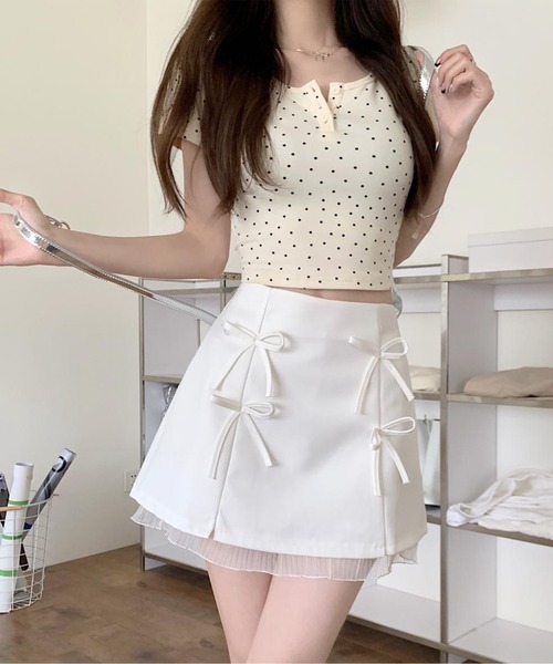 Jasmine Grandiflorum(ジャスミングランディフローラム)の「【Jasmine】リボンミニスカート(スカート・レディース・ホワイト/グレー/ブラック・SMALL/MEDIUM)」の18枚目の写真