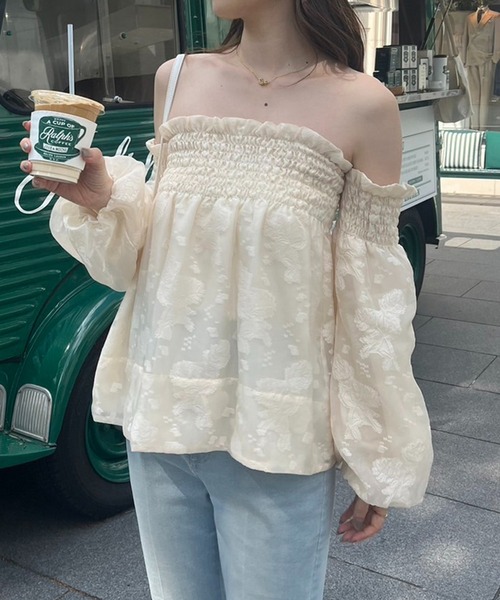 one after another NICE CLAUP（ワンアフターアナザーナイスクラップ）の「オフショルブラウスセットパンツ（セットアップ・レディース・ブラック/アイボリー/ピンク・FREE）」の16枚目の写真