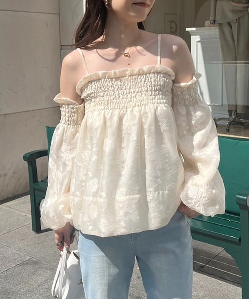 one after another NICE CLAUP（ワンアフターアナザーナイスクラップ）の「オフショルブラウスセットパンツ（セットアップ・レディース・ブラック/アイボリー/ピンク・FREE）」の14枚目の写真