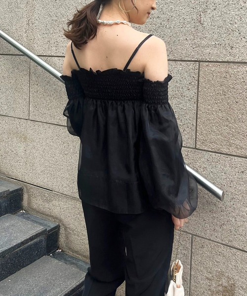 one after another NICE CLAUP（ワンアフターアナザーナイスクラップ）の「オフショルブラウスセットパンツ（セットアップ・レディース・ブラック/アイボリー/ピンク・FREE）」の10枚目の写真