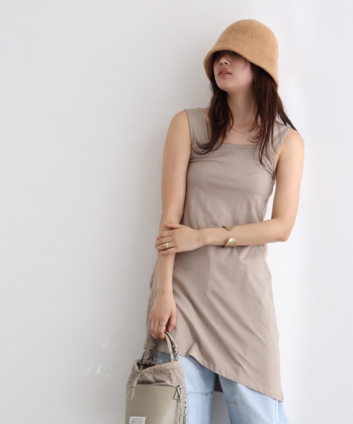 ElegChic（エレグシック）の「ブラ紐隠しレイヤードキャミ（キャミソール・レディース・ブラック/グレイッシュベージュ/オフホワイト/チャコールグレー・M/L/XL/3L/4L）」の18枚目の写真