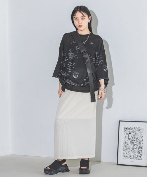 JEANASIS（ジーナシス）の「ラメリブナロースカート/126671（スカート・レディース・ブラック/ホワイト/レッド/オレンジ・FREE）」の14枚目の写真