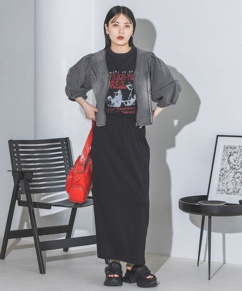 JEANASIS（ジーナシス）の「ラメリブナロースカート/126671（スカート・レディース・ブラック/ホワイト/レッド/オレンジ・FREE）」の17枚目の写真