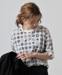 総柄 半袖Tシャツ