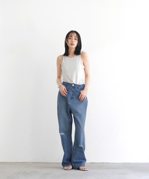 LIAN（リアン）の「ダメージデニムワイドパンツ（デニムパンツ・レディース・ブラック/ブルー系その他/ブルー・MEDIUM/SMALL）」の17枚目の写真