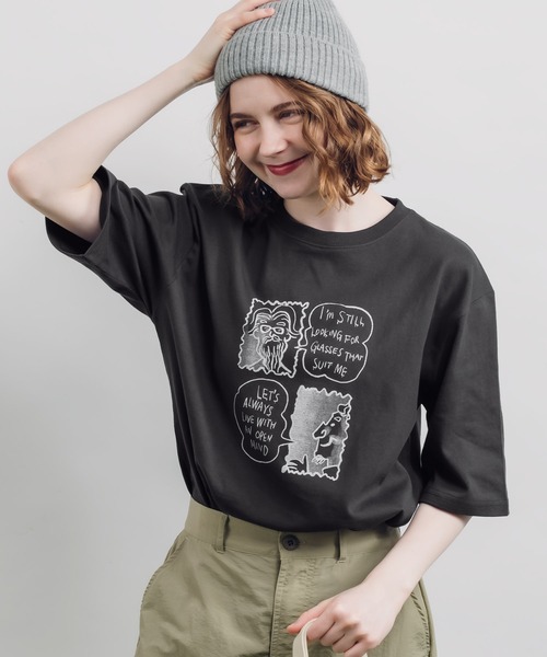 MUHET(ミュエータ)の「手書きアソートTシャツ(Tシャツ/カットソー・レディース・ベージュ/チャコールグレー/オフホワイト/レッド/ホワイト系その他・X-LARGE/MEDIUM)」の7枚目の写真