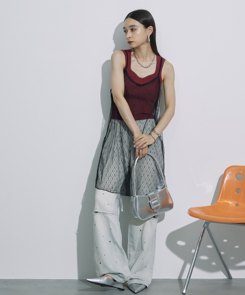 SEN TOKYO(セントーキョー)の「抜け感あるデザイン。ハトメデザインカットアウトデニムパンツ(デニムパンツ・レディース・ブルー/ブラック・S/M/L)」の6枚目の写真