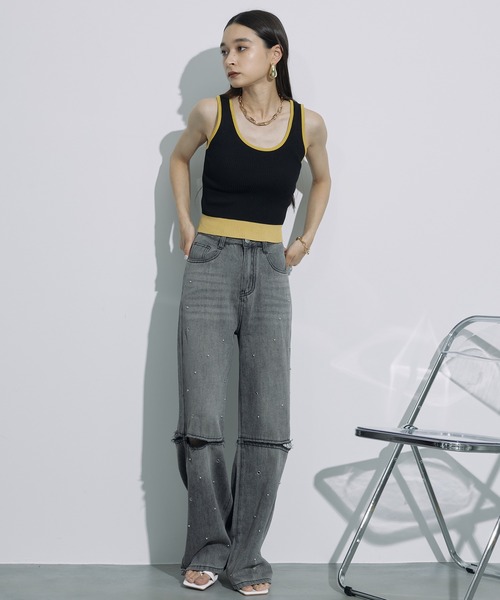 SEN TOKYO(セントーキョー)の「抜け感あるデザイン。ハトメデザインカットアウトデニムパンツ(デニムパンツ・レディース・ブルー/ブラック・S/M/L)」の19枚目の写真