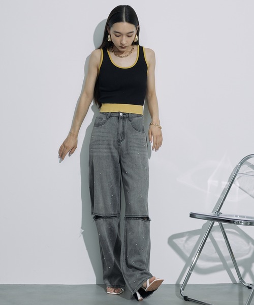 SEN TOKYO(セントーキョー)の「抜け感あるデザイン。ハトメデザインカットアウトデニムパンツ(デニムパンツ・レディース・ブルー/ブラック・S/M/L)」の17枚目の写真