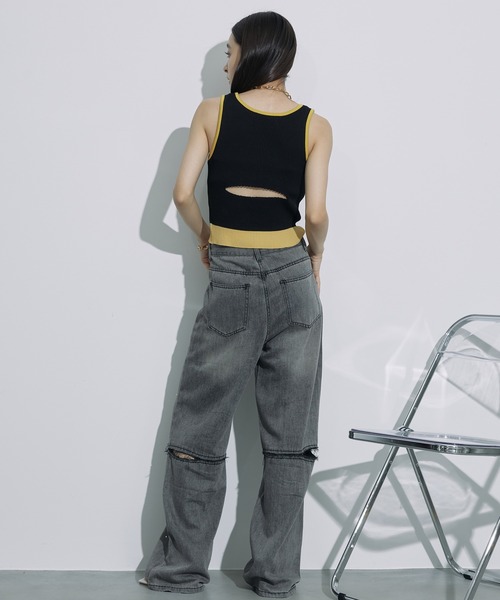 SEN TOKYO(セントーキョー)の「抜け感あるデザイン。ハトメデザインカットアウトデニムパンツ(デニムパンツ・レディース・ブルー/ブラック・S/M/L)」の16枚目の写真