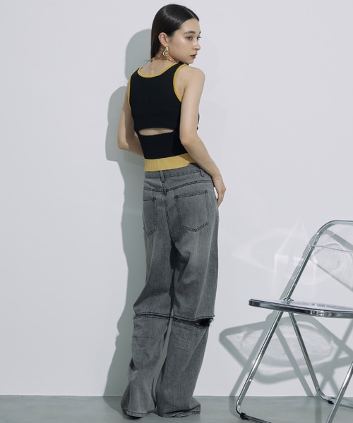 SEN TOKYO(セントーキョー)の「抜け感あるデザイン。ハトメデザインカットアウトデニムパンツ(デニムパンツ・レディース・ブルー/ブラック・S/M/L)」の15枚目の写真