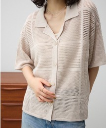 メッシュニット切り替えデザインカーディガン