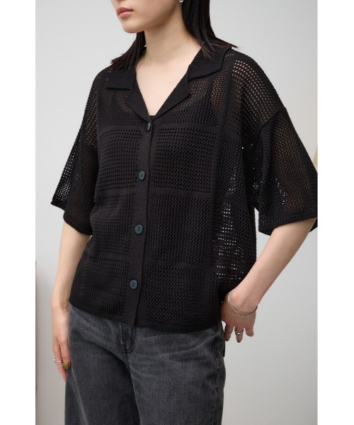 AZUL by moussy（アズールバイマウジー）の「メッシュニット切り替えデザインカーディガン（カーディガン/ボレロ・レディース・アイボリー/ブラック・FREE）」の3枚目の写真