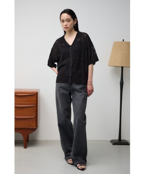 AZUL by moussy（アズールバイマウジー）の「メッシュニット切り替えデザインカーディガン（カーディガン/ボレロ・レディース・アイボリー/ブラック・FREE）」の6枚目の写真