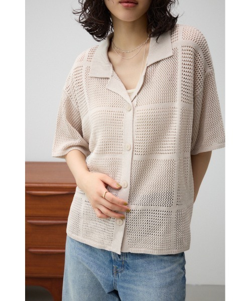 AZUL by moussy（アズールバイマウジー）の「メッシュニット切り替えデザインカーディガン（カーディガン/ボレロ・レディース・アイボリー/ブラック・FREE）」の14枚目の写真