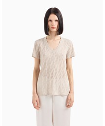 ARMANI EXCHANGE | 【A|X アルマーニ エクスチェンジ】オールオーバーデヴォレモノグラ　半袖VネックTシャツ（EC限定カラー含）(Tシャツ/カットソー)